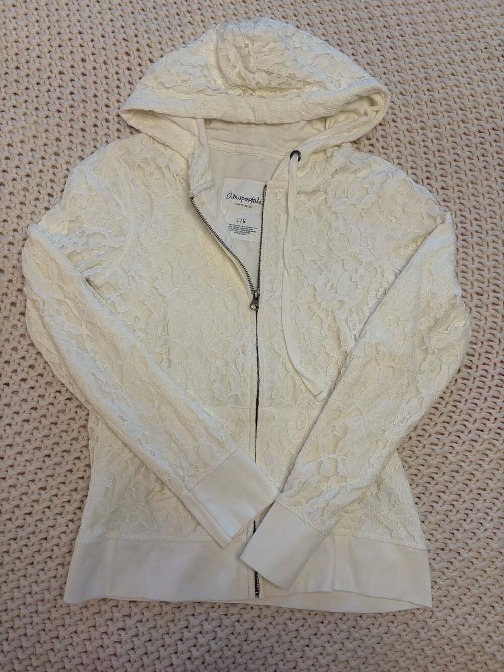 Aeropostale Eighty-Seven White Lace Full Zip Hoodie Size L